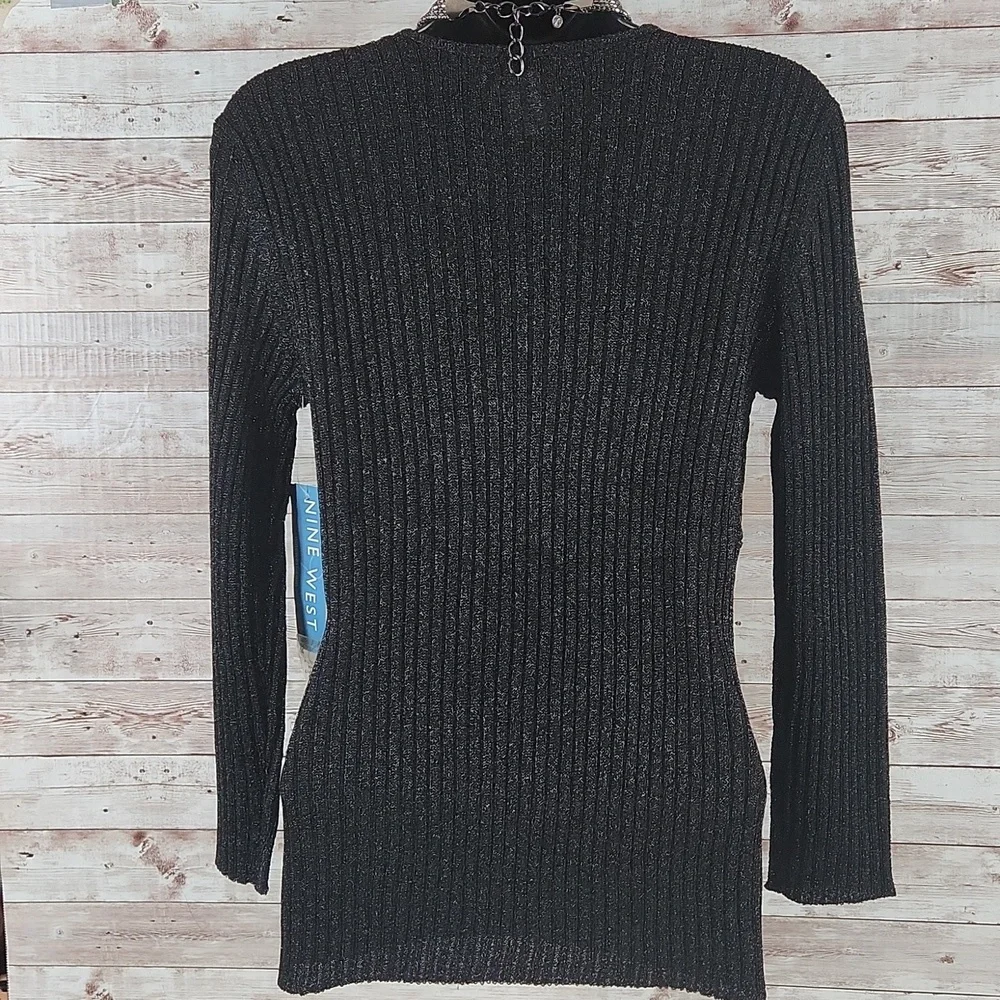 NWT, Nine West, Women's black ribbed sweater. Sz M - Picture 5 of 7